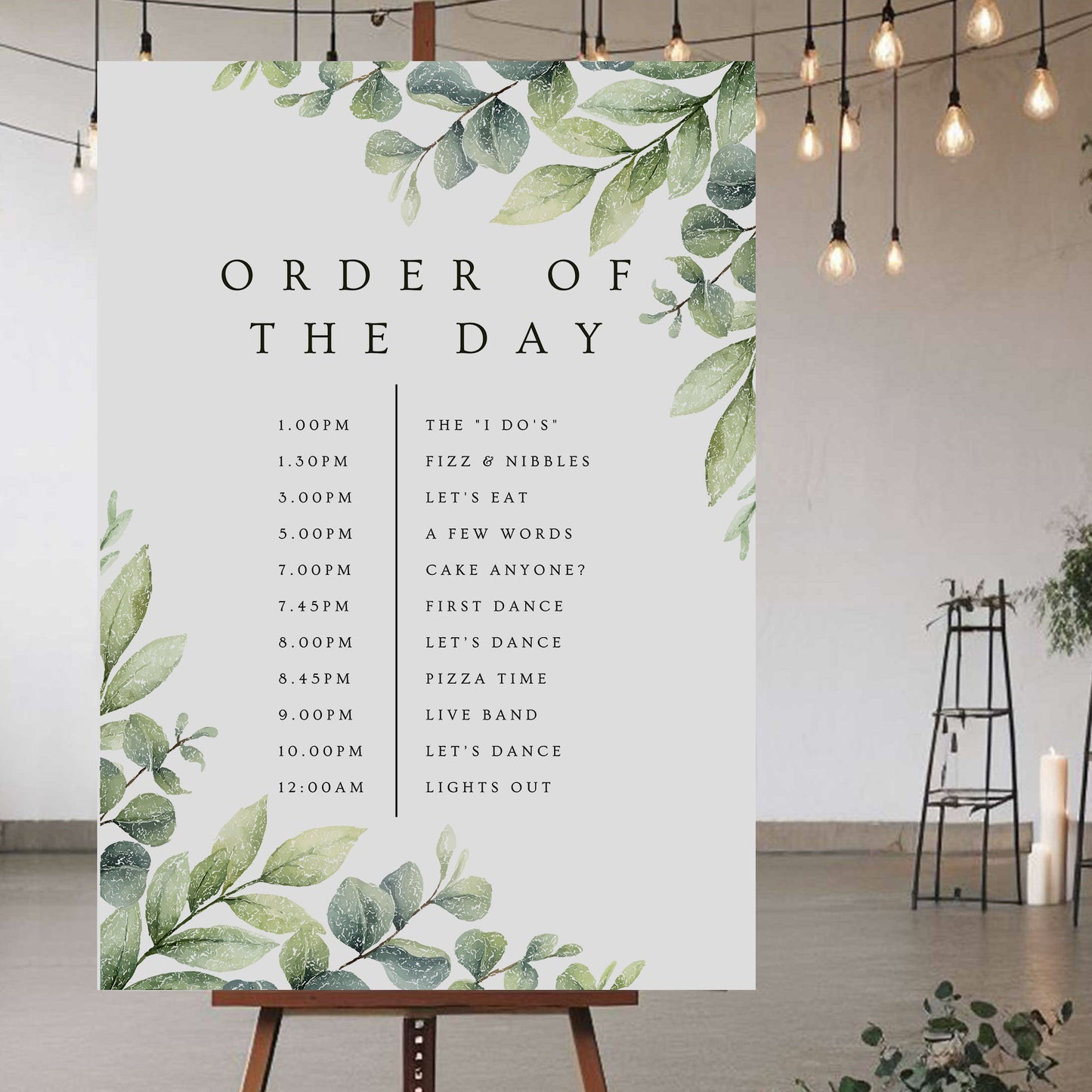 Order Of The Day Sign - Ivy and Gold Wedding Stationery