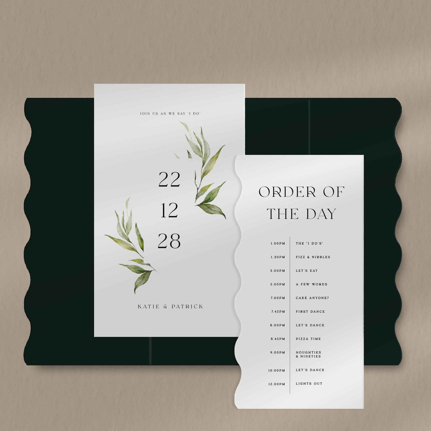 Scallop Envelope Sample  Ivy and Gold Wedding Stationery Katie  