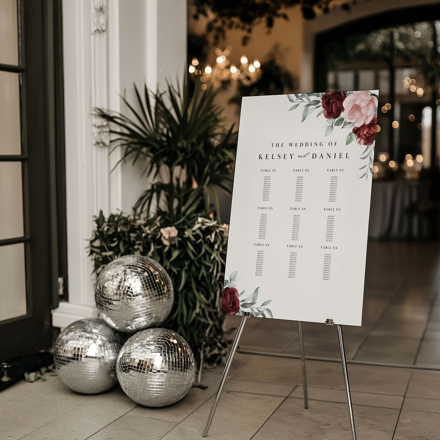 Kelsey Roses Wedding Seating Plan Sign