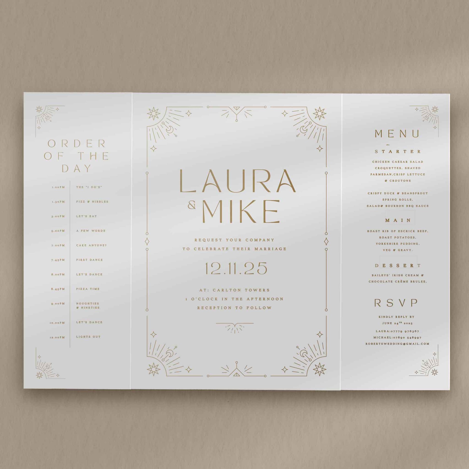 Laura Gatefold Invitation  Ivy and Gold Wedding Stationery   
