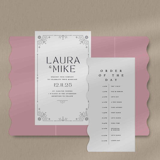 Laura Scallop Folded Invite  Ivy and Gold Wedding Stationery   