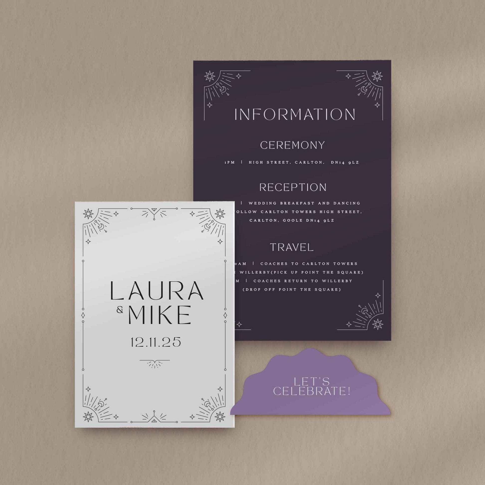 Invitation Set Sample  Ivy and Gold Wedding Stationery Laura  