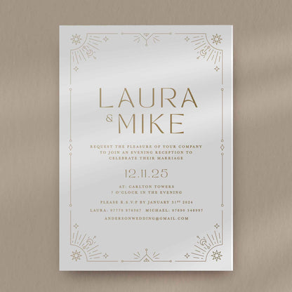 Evening Invitation Sample  Ivy and Gold Wedding Stationery Laura  