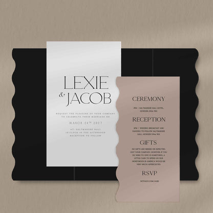 Scallop Envelope Sample  Ivy and Gold Wedding Stationery Lexie  