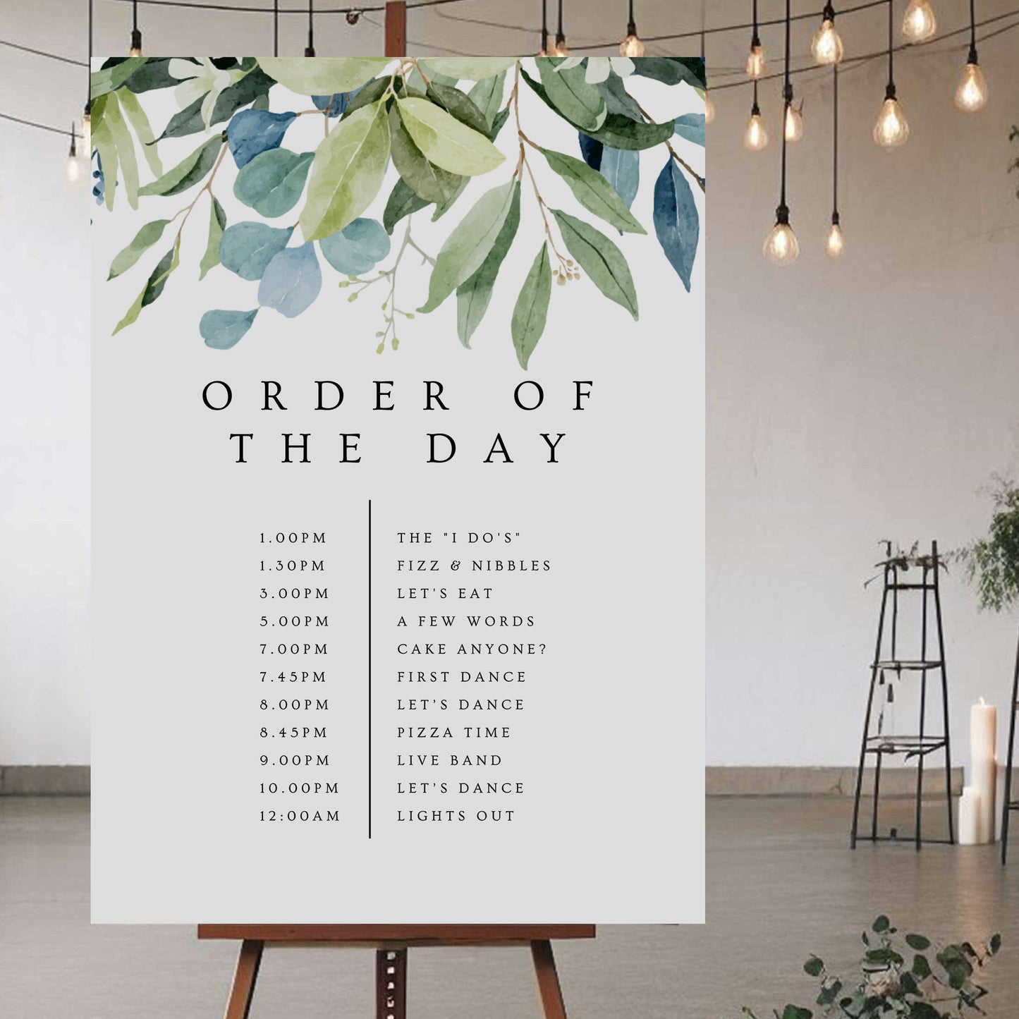 Order Of The Day Sign - Ivy and Gold Wedding Stationery