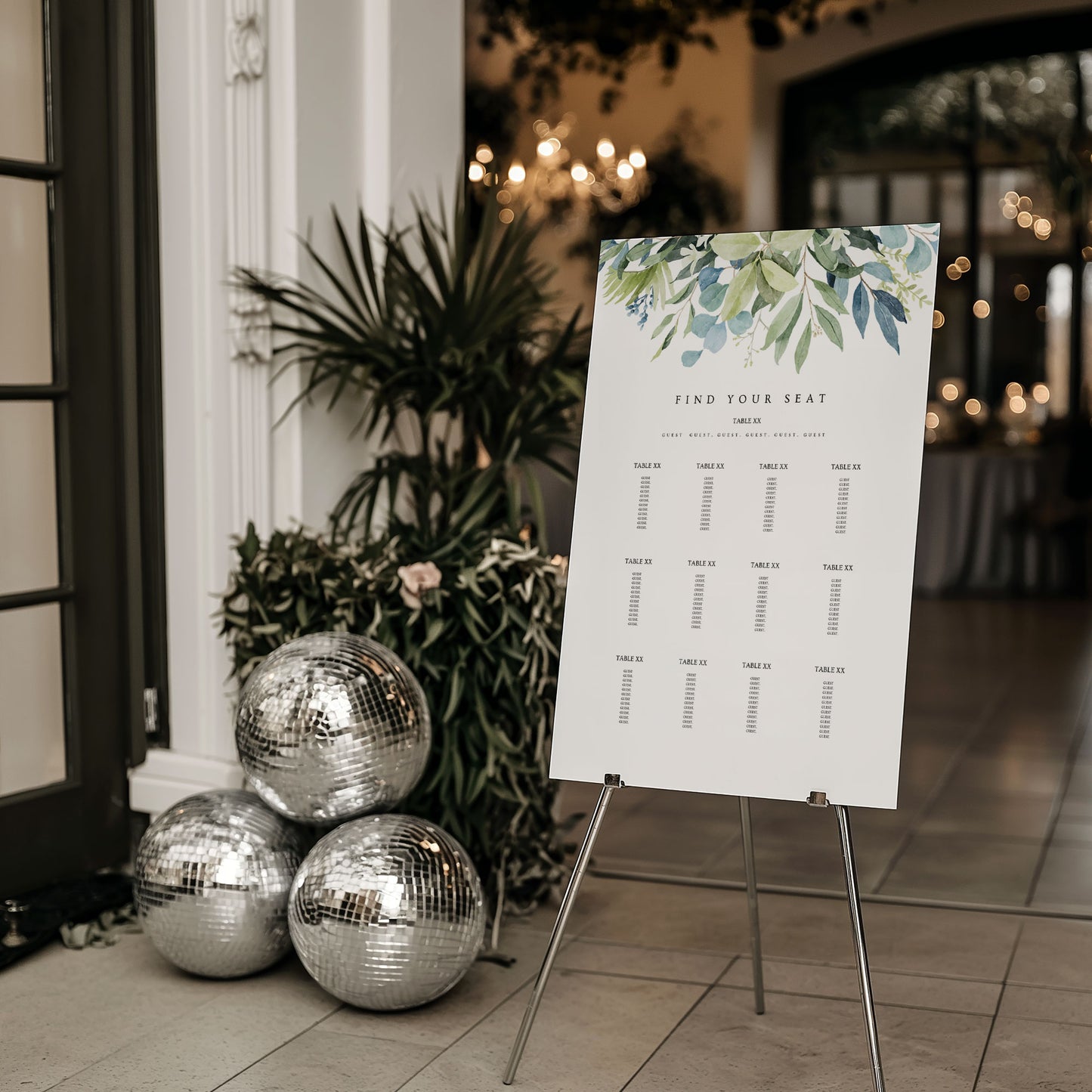 Lizzie Foliage Wedding Seating Plan Sign