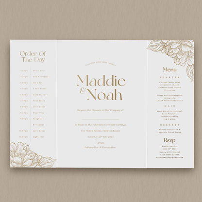Maddie Floral Gatefold Invitation  Ivy and Gold Wedding Stationery   