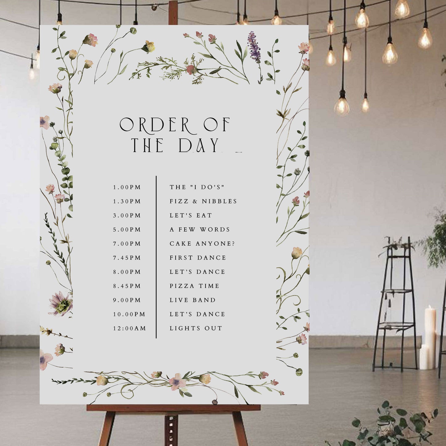 Order Of The Day Sign - Ivy and Gold Wedding Stationery