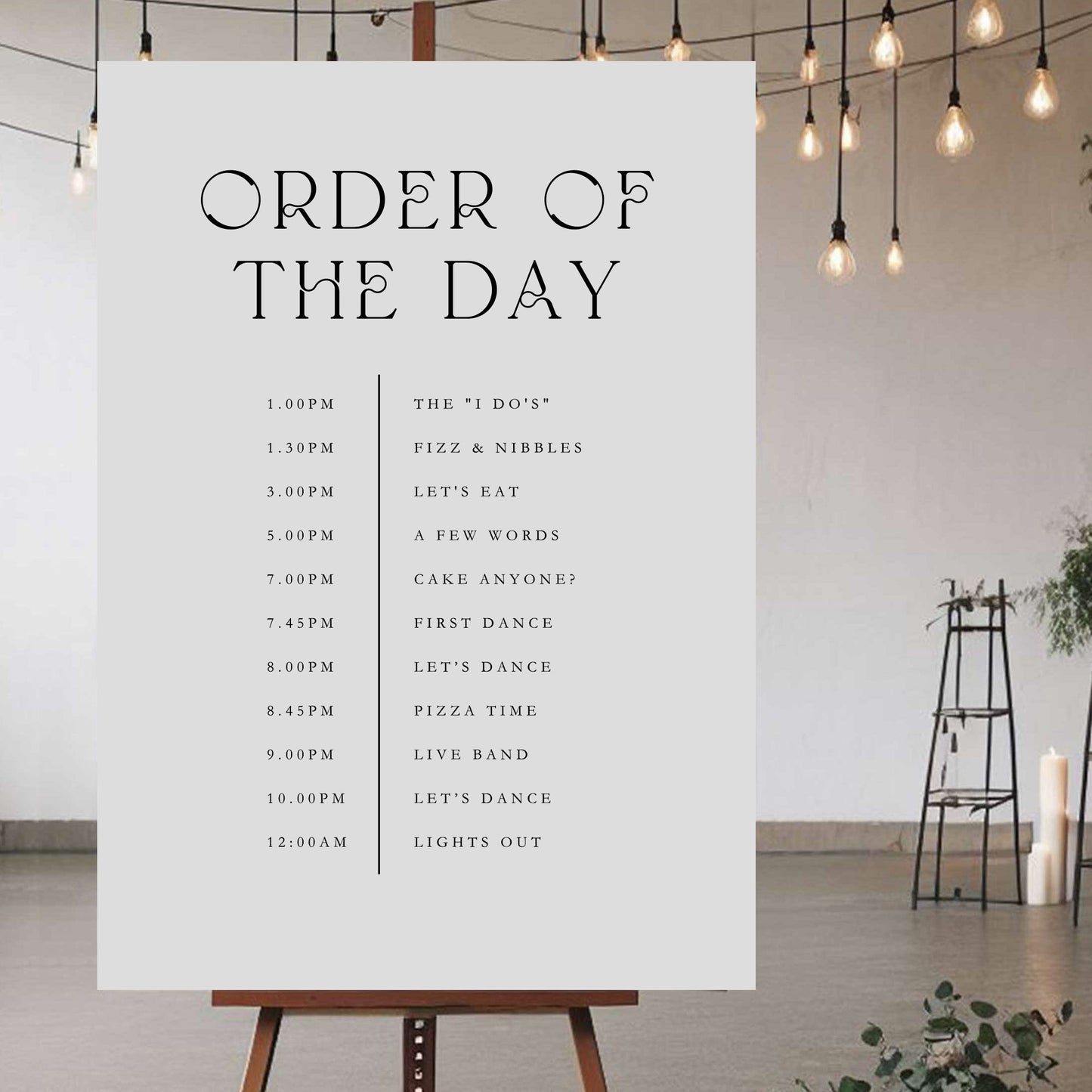 Order Of The Day Sign - Ivy and Gold Wedding Stationery