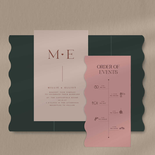 Millie Scallop Envelope Invite  Ivy and Gold Wedding Stationery   