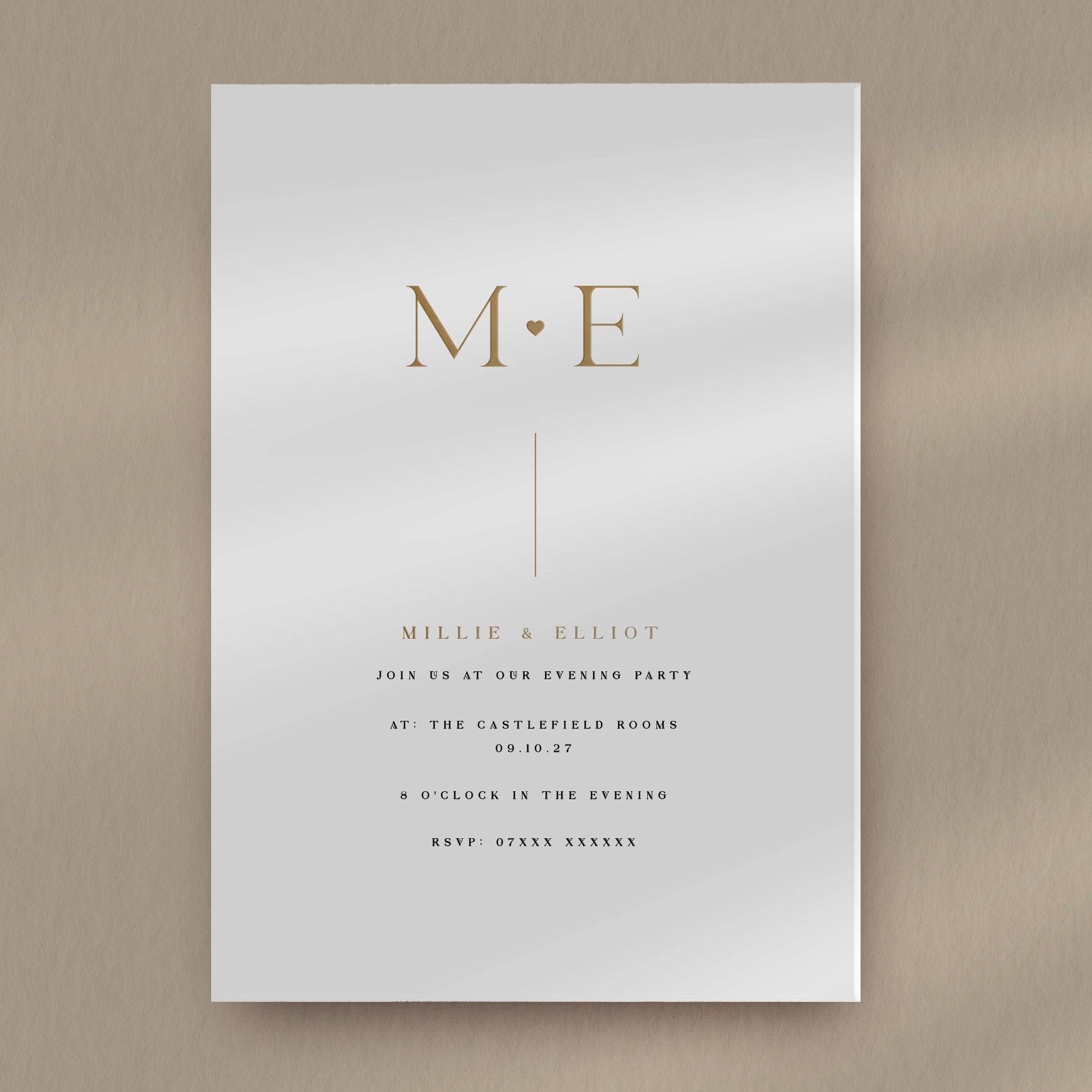 Evening Invitation Sample  Ivy and Gold Wedding Stationery Millie  