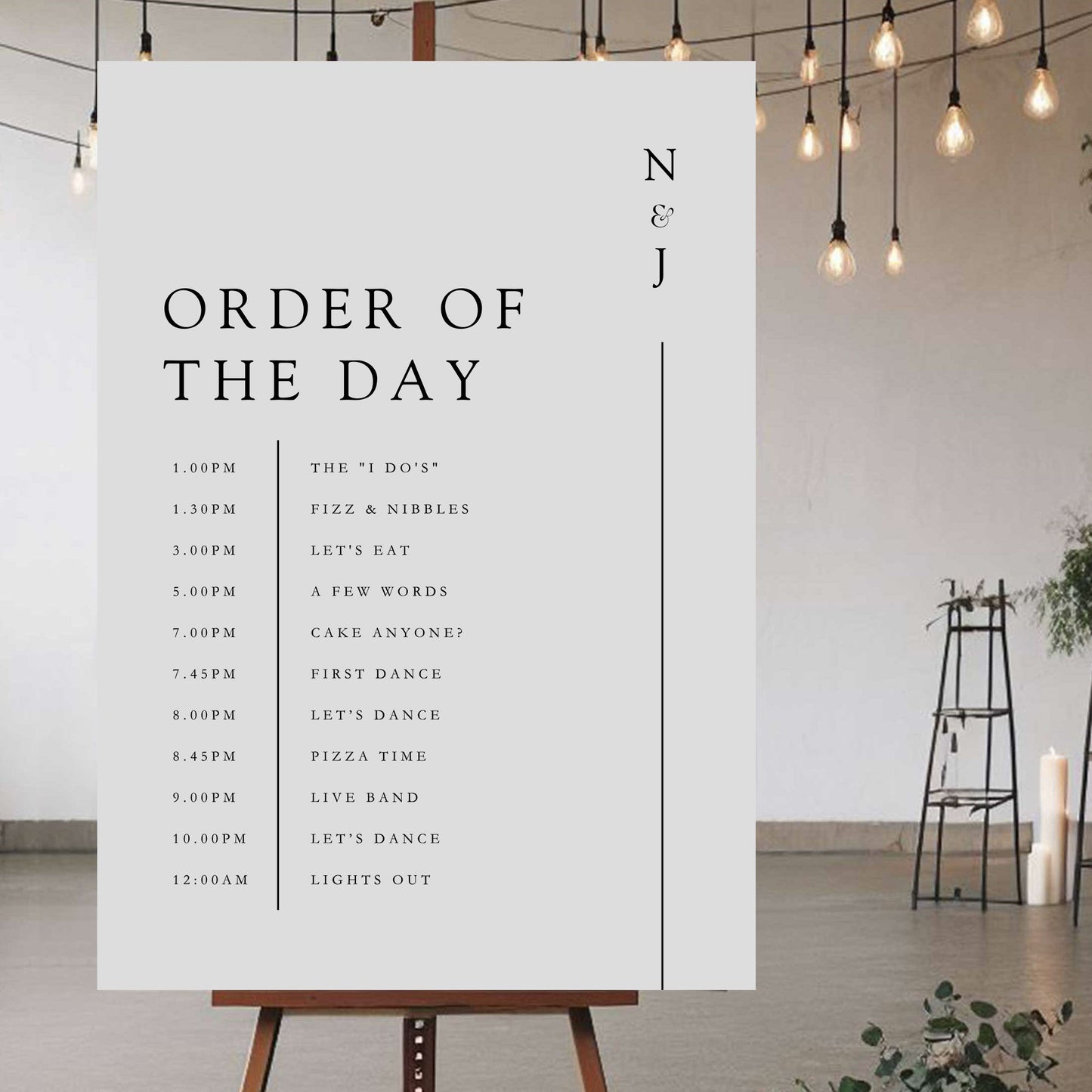 Order Of The Day Sign - Ivy and Gold Wedding Stationery