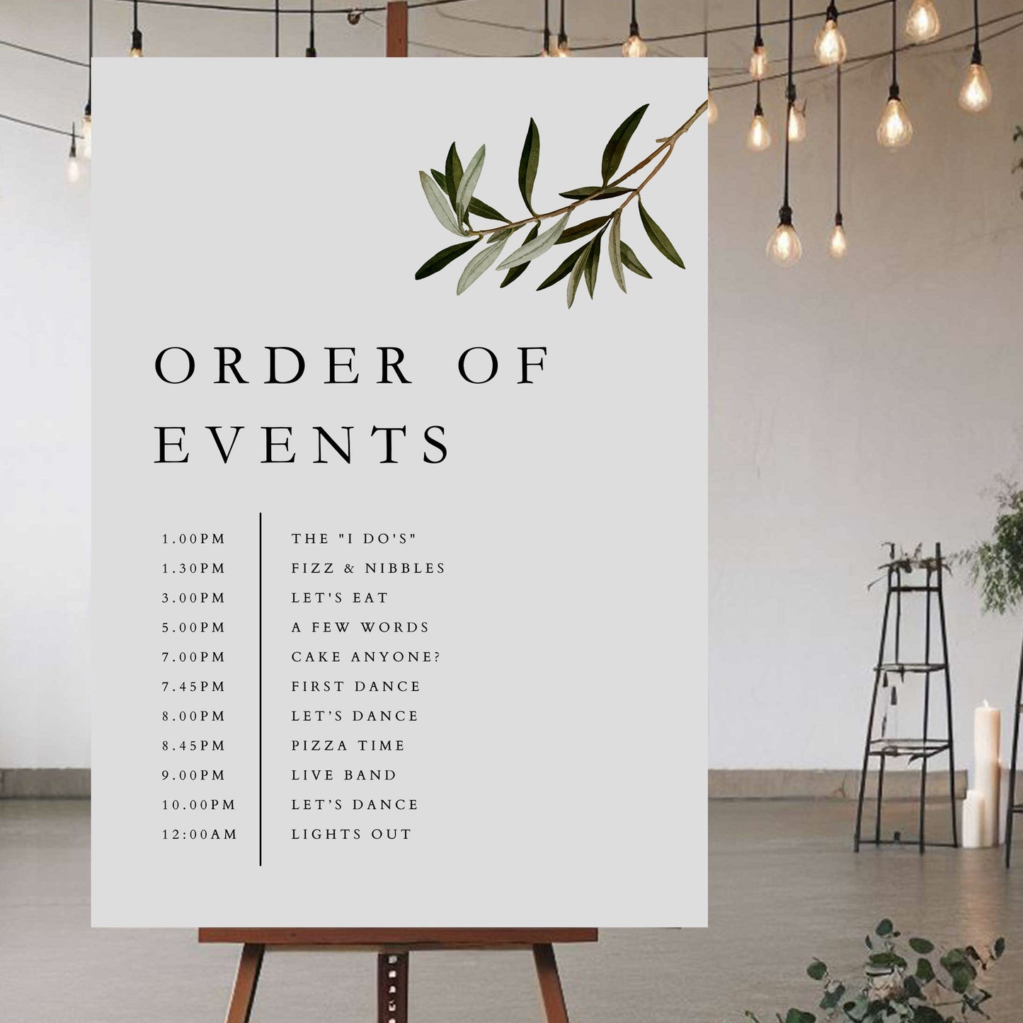 Order Of The Day Sign - Ivy and Gold Wedding Stationery