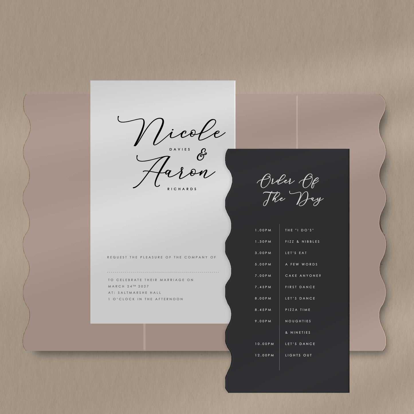 Scallop Envelope Sample  Ivy and Gold Wedding Stationery Nicole  