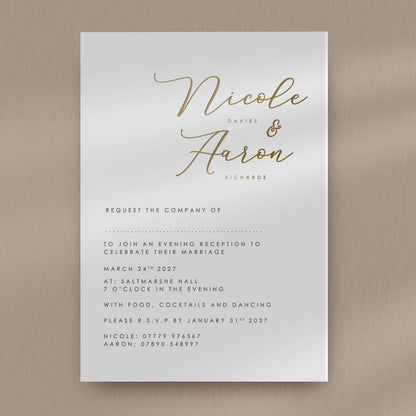 Evening Invitation Sample  Ivy and Gold Wedding Stationery Nicole  