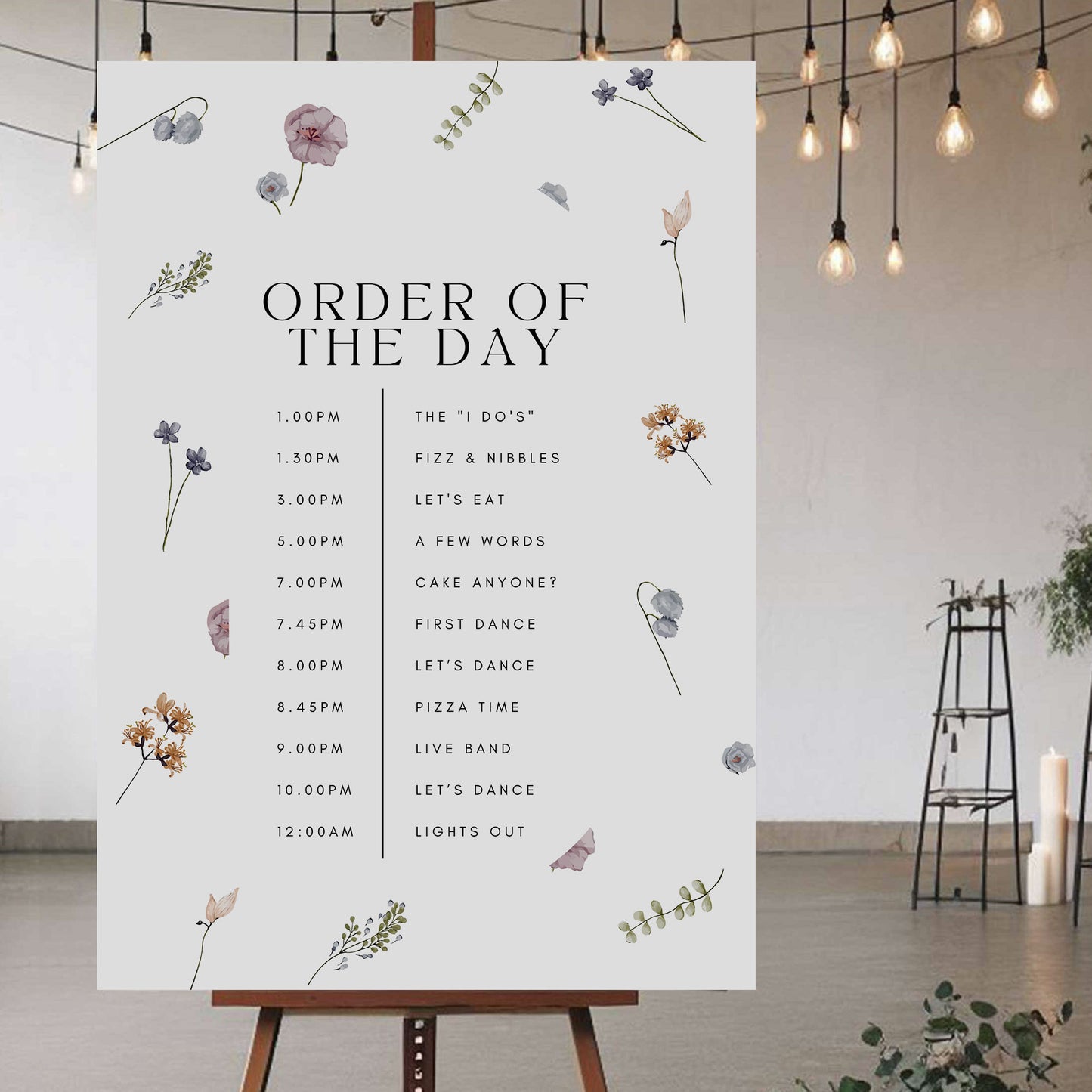 Order Of The Day Sign - Ivy and Gold Wedding Stationery