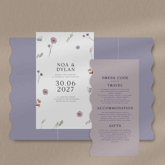 Noa Scallop Envelope Invite  Ivy and Gold Wedding Stationery   