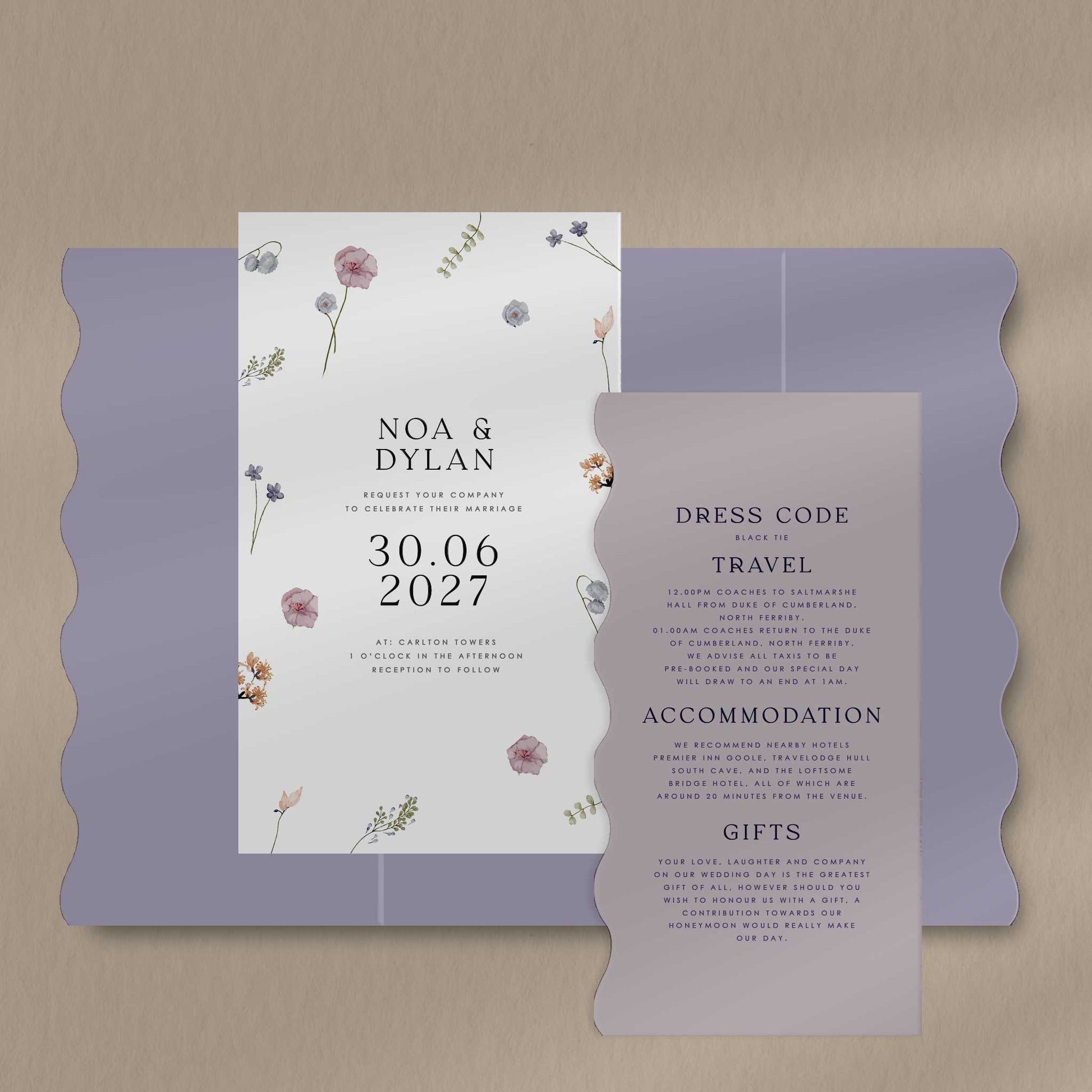 Scallop Envelope Sample  Ivy and Gold Wedding Stationery Noa  