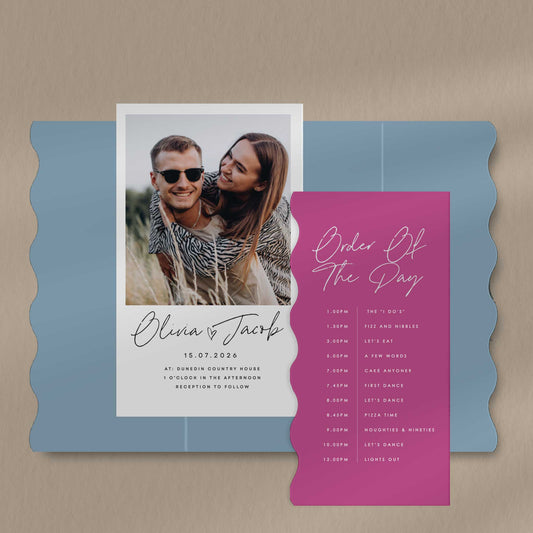 Olivia Scallop Envelope Invite  Ivy and Gold Wedding Stationery   