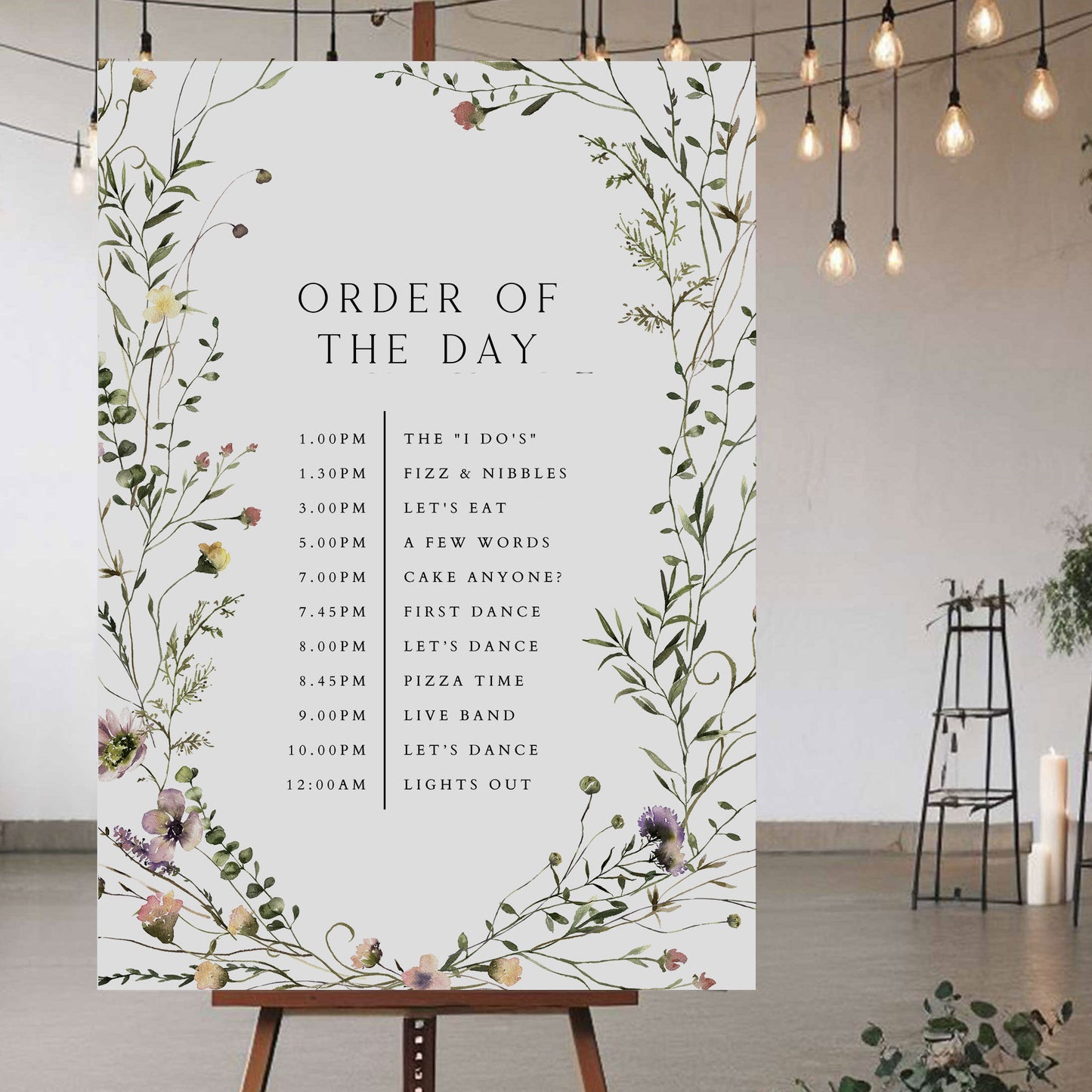 Order Of The Day Sign - Ivy and Gold Wedding Stationery