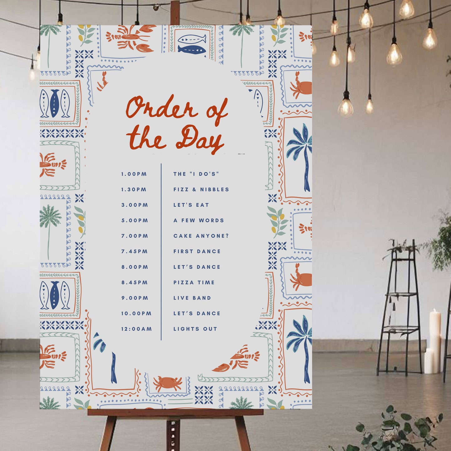 Order Of The Day Sign - Ivy and Gold Wedding Stationery