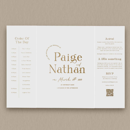 Paige Gatefold Invitation  Ivy and Gold Wedding Stationery   