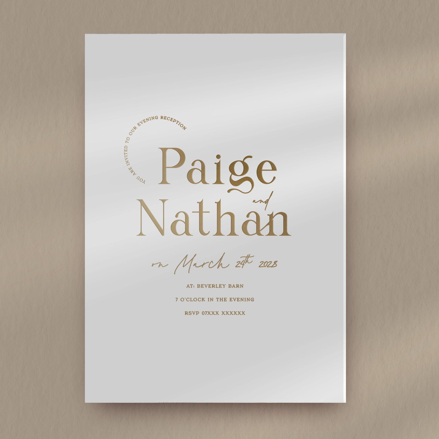 Evening Invitation Sample  Ivy and Gold Wedding Stationery Paige  