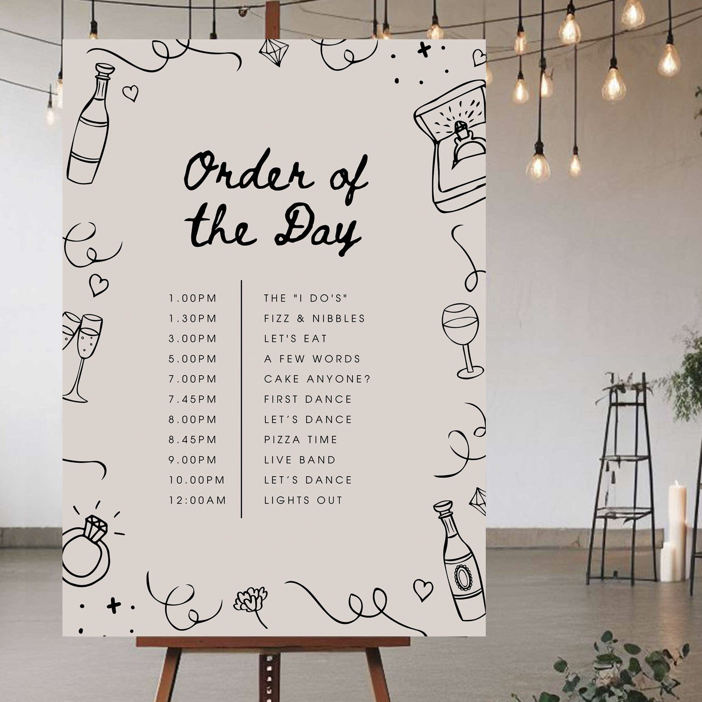 Order Of The Day Sign - Ivy and Gold Wedding Stationery
