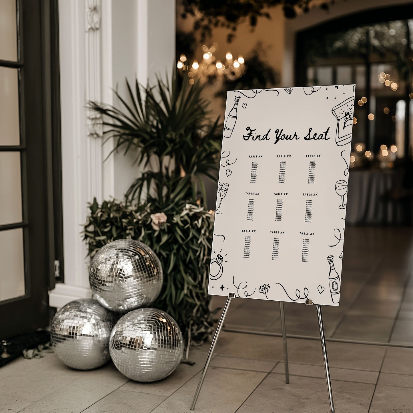 Priya Doodle Wedding Seating Plan Sign