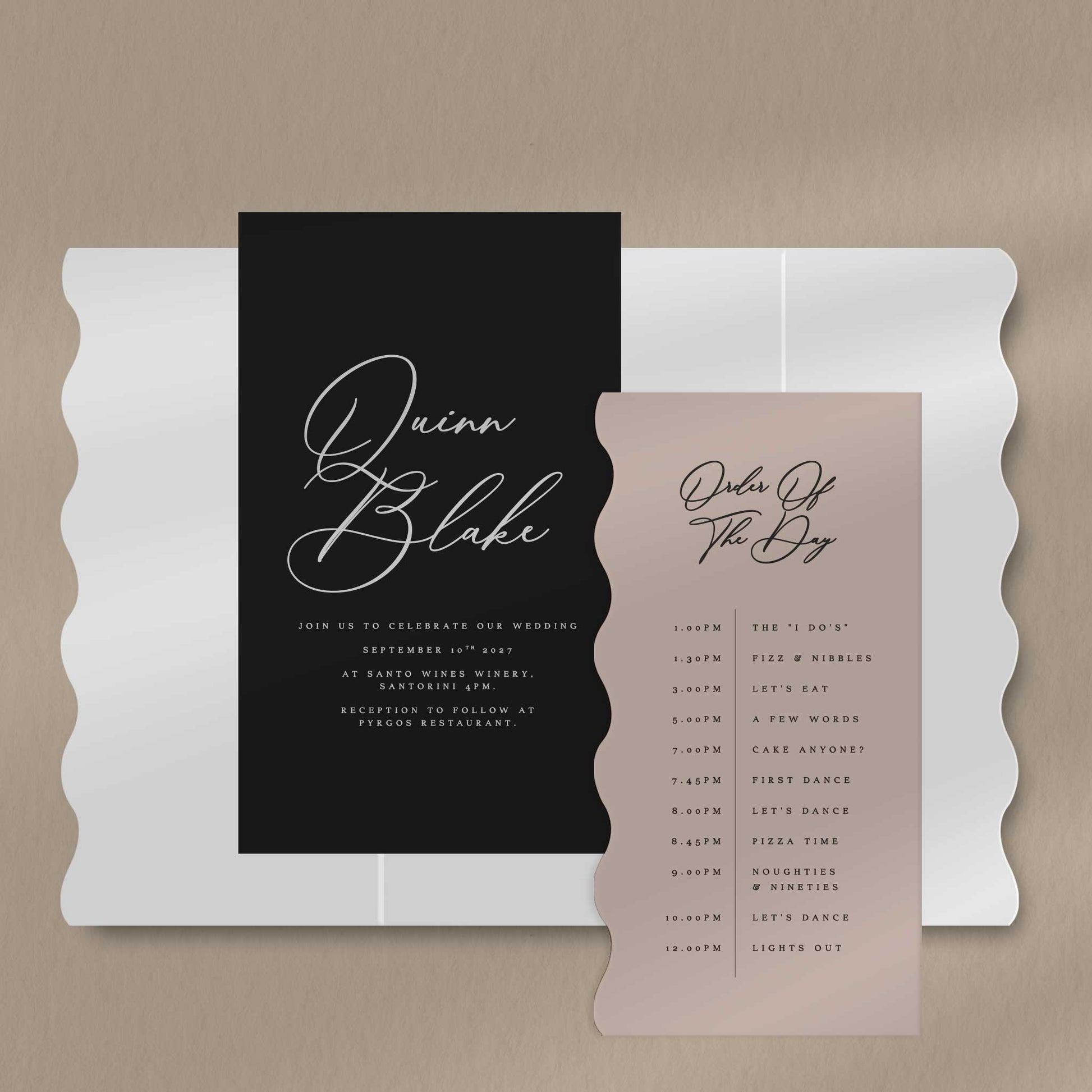 Scallop Envelope Sample  Ivy and Gold Wedding Stationery Quinn  