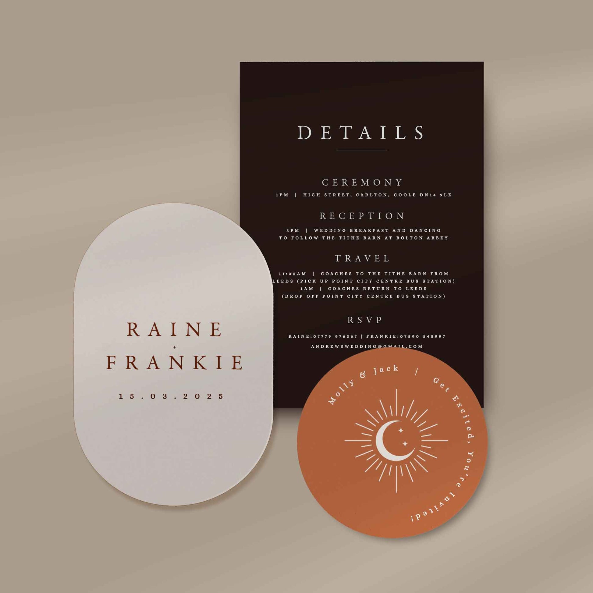 Scallop Envelope Sample  Ivy and Gold Wedding Stationery Raine  