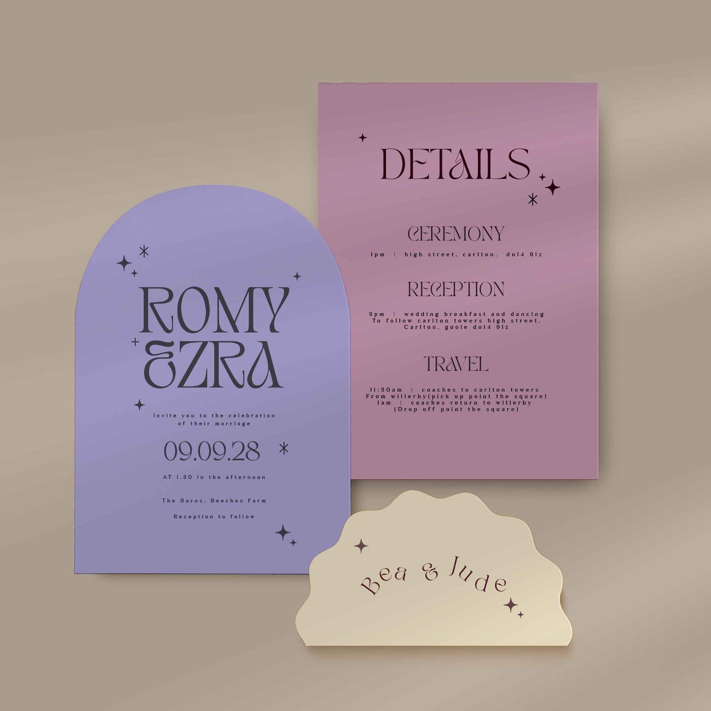 Invitation Set Sample  Ivy and Gold Wedding Stationery Romy  