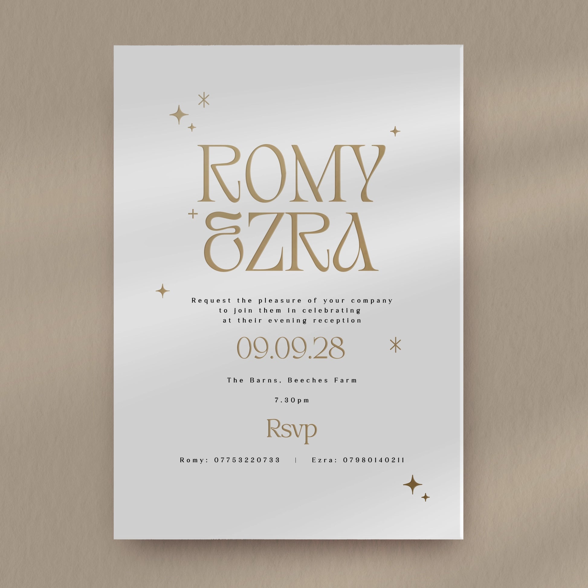 Evening Invitation Sample  Ivy and Gold Wedding Stationery Romy  