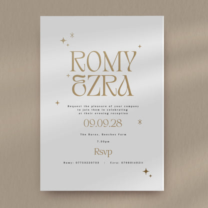 Evening Invitation Sample  Ivy and Gold Wedding Stationery Romy  