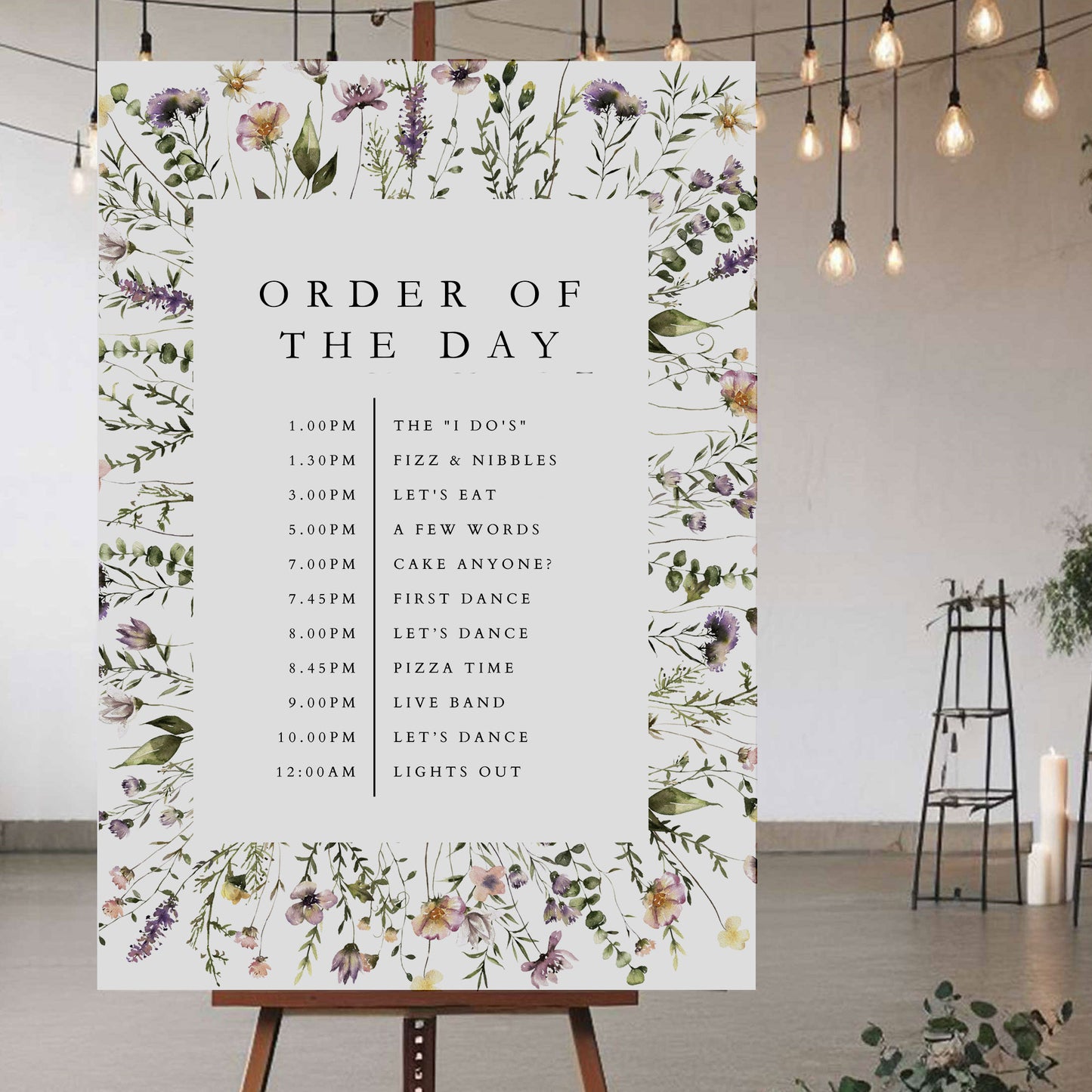 Order Of The Day Sign - Ivy and Gold Wedding Stationery