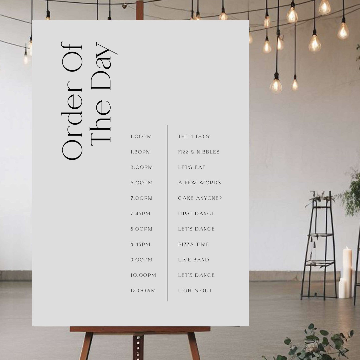 Order Of The Day Sign - Ivy and Gold Wedding Stationery