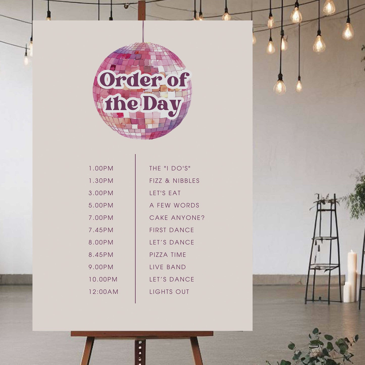 Order Of The Day Sign - Ivy and Gold Wedding Stationery
