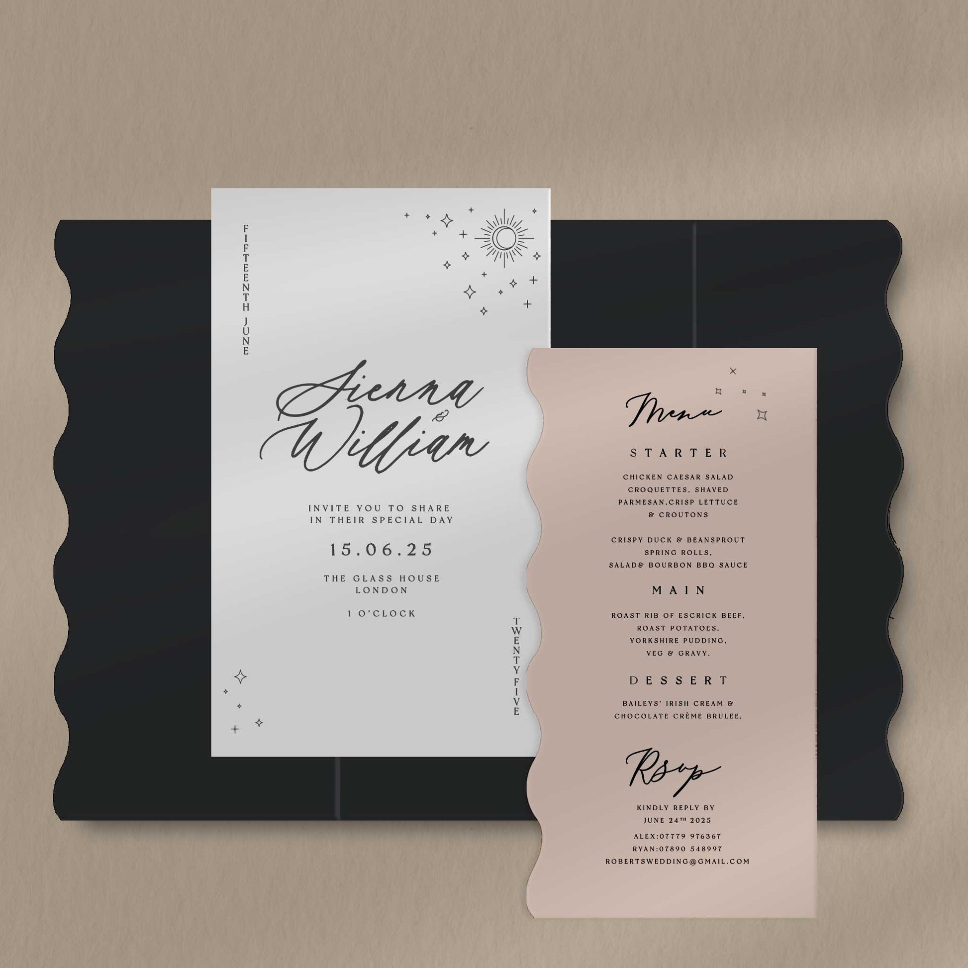 Scallop Envelope Sample  Ivy and Gold Wedding Stationery Sienna  