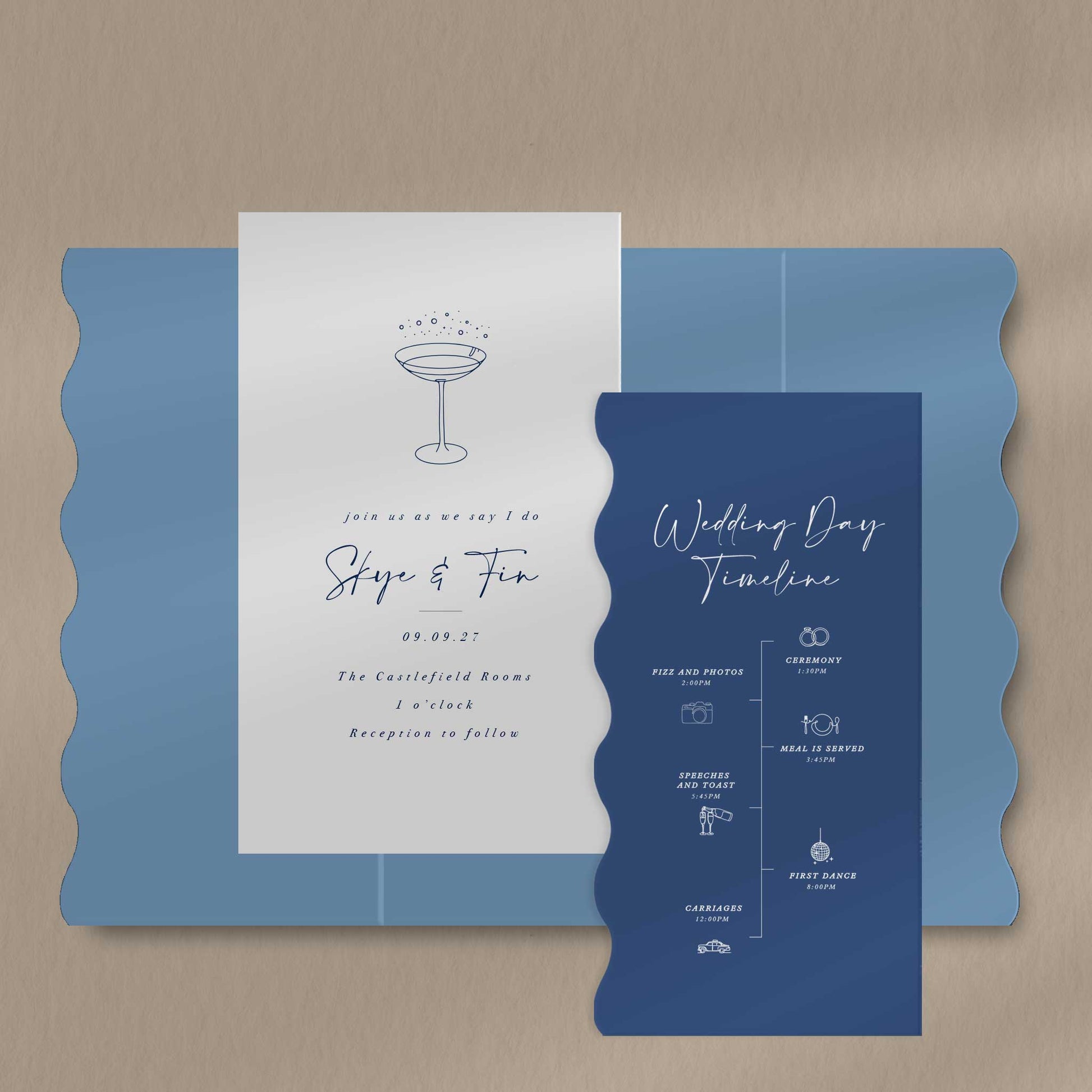 Scallop Envelope Sample  Ivy and Gold Wedding Stationery Skye  