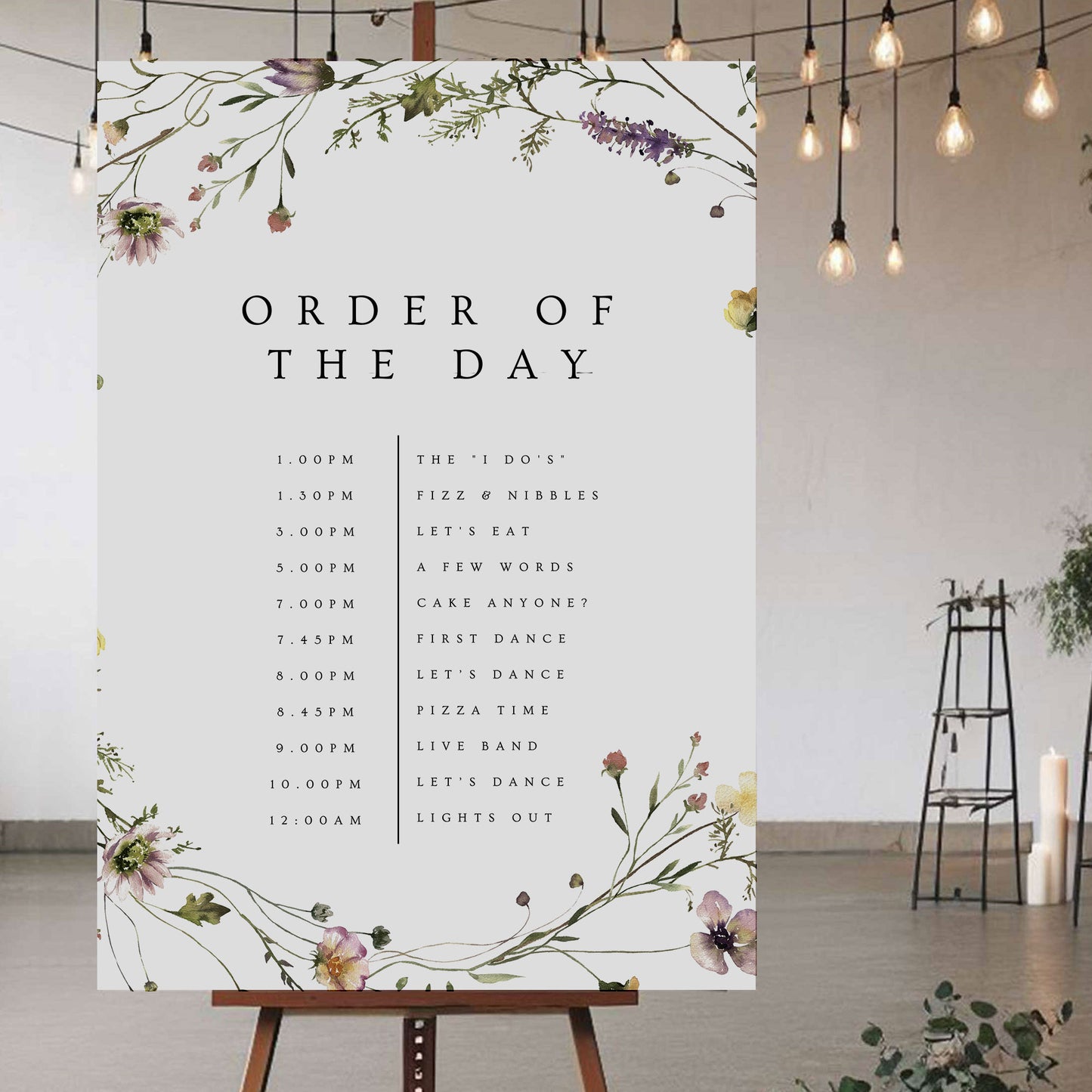 Order Of The Day Sign - Ivy and Gold Wedding Stationery