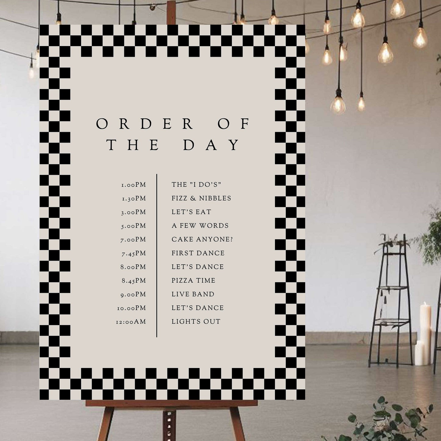 Order Of The Day Sign - Ivy and Gold Wedding Stationery