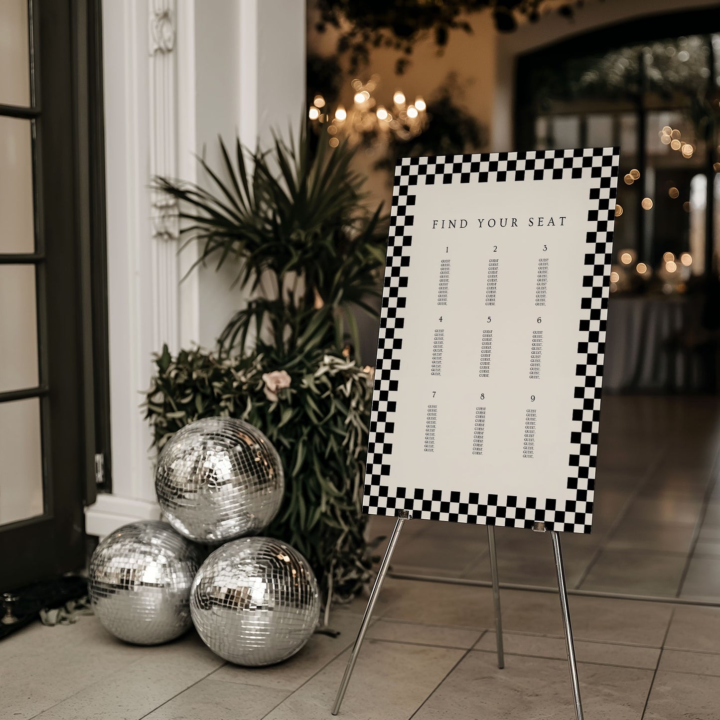 Teddy Checkered Wedding Seating Plan Sign
