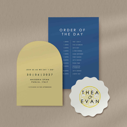 Thea Invitation Set  Ivy and Gold Wedding Stationery   