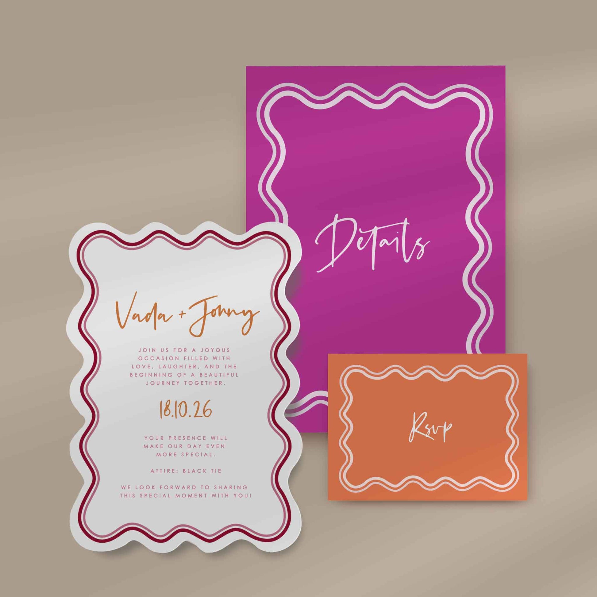 Invitation Set Sample  Ivy and Gold Wedding Stationery Vada  