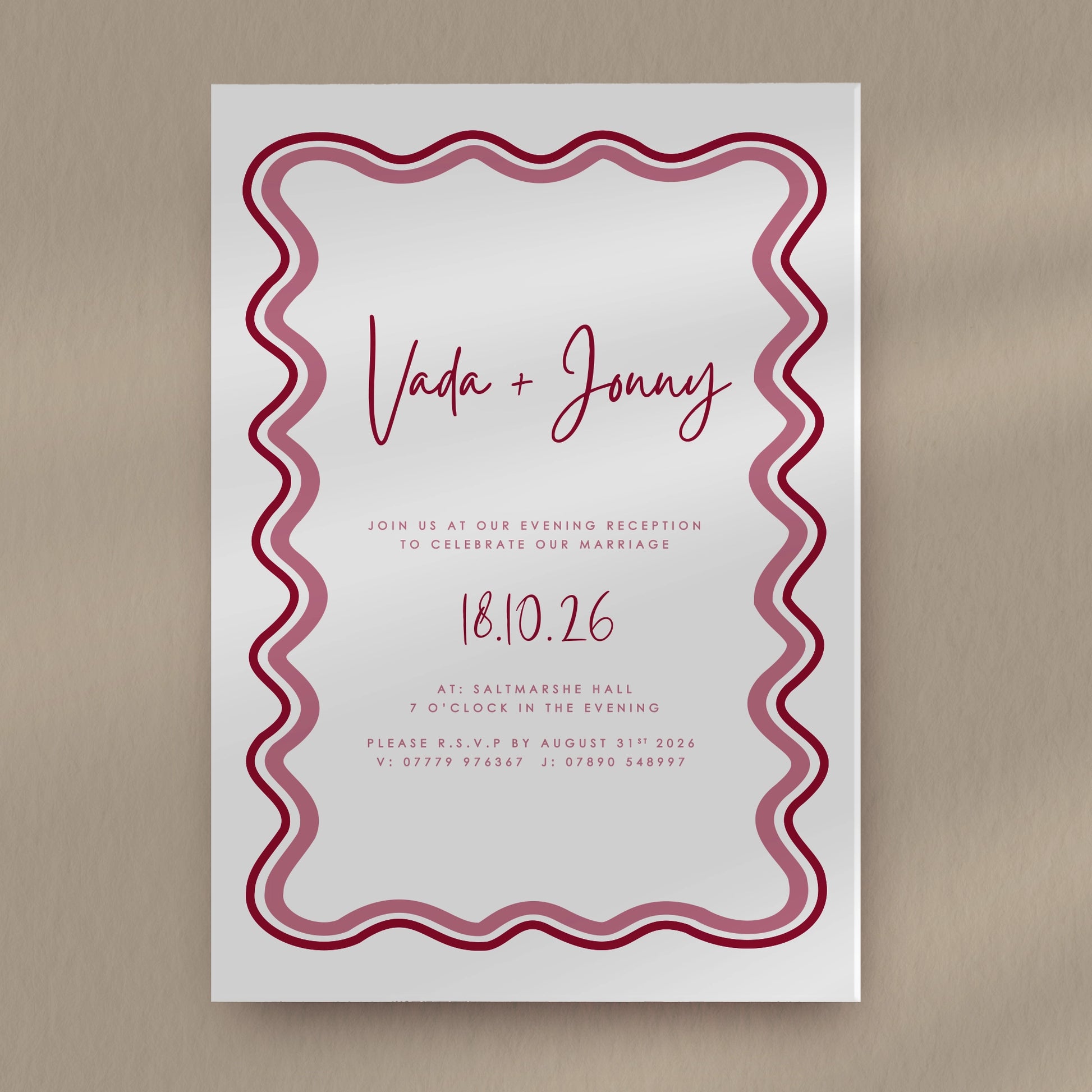 Evening Invitation Sample  Ivy and Gold Wedding Stationery Vada  
