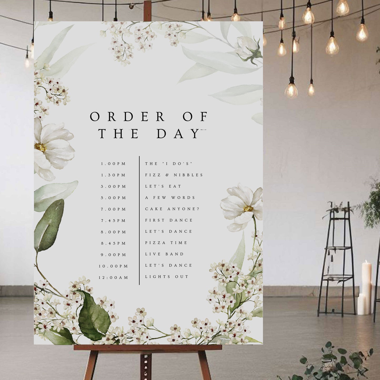 Order Of The Day Sign - Ivy and Gold Wedding Stationery