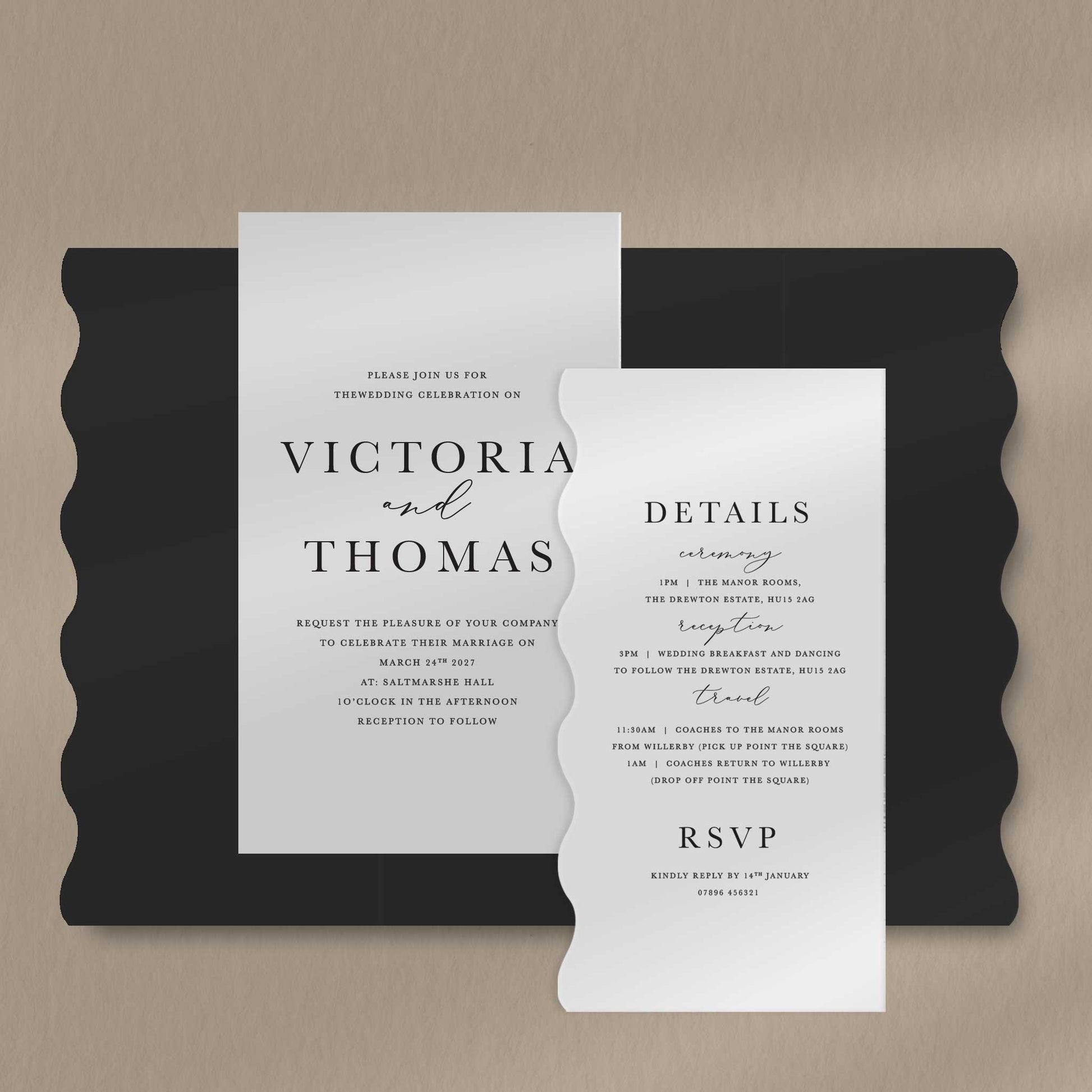 Scallop Envelope Sample  Ivy and Gold Wedding Stationery Victoria  