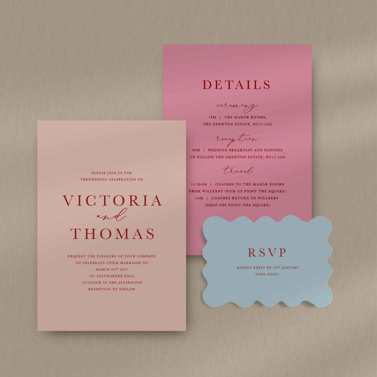 Victoria Invitation Set  Ivy and Gold Wedding Stationery   