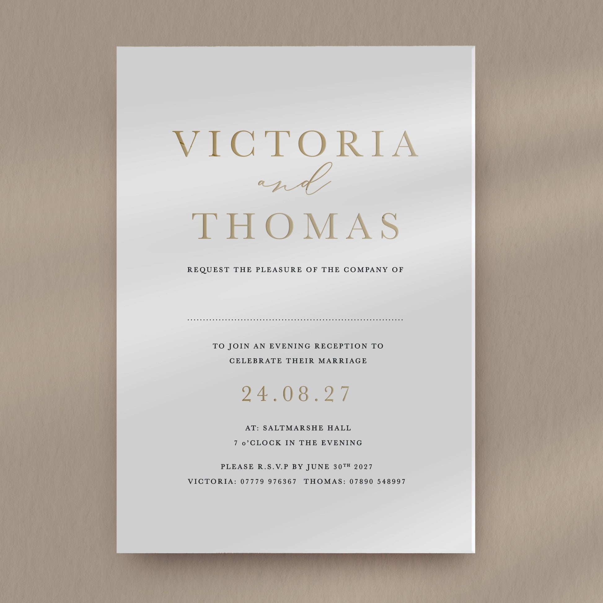 Evening Invitation Sample  Ivy and Gold Wedding Stationery Victoria  