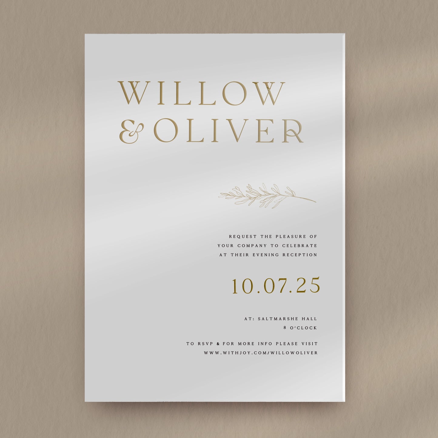 Evening Invitation Sample  Ivy and Gold Wedding Stationery Willow  